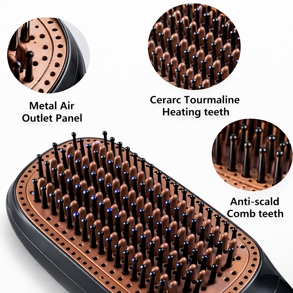 2 in 1 Hair Dryer & Styler Brush 1200W Ionic Hot Air Straightening Comb