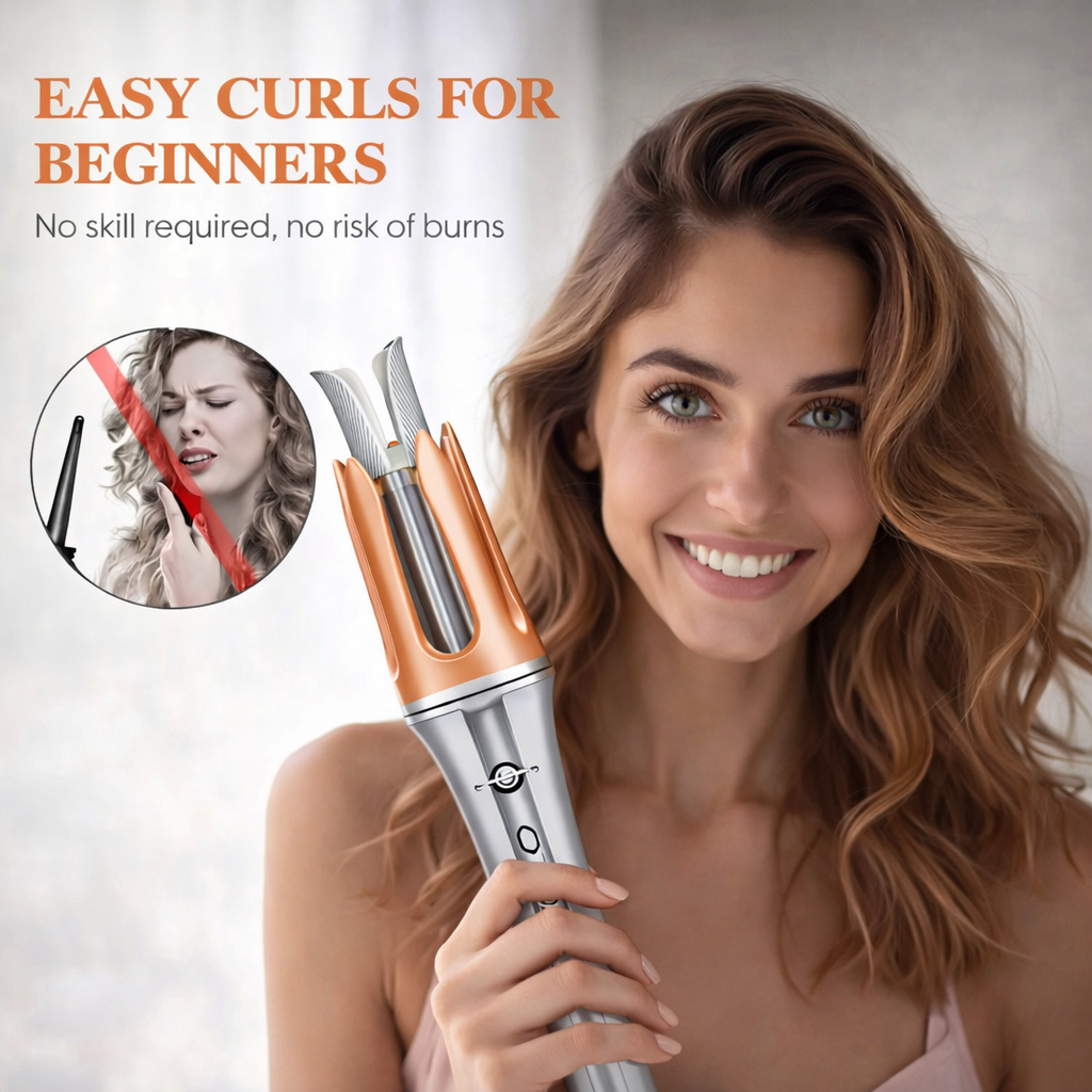 Automatic One-Touch Hair Curler 39W with Anti-Scald and Anti-Tangle Protection