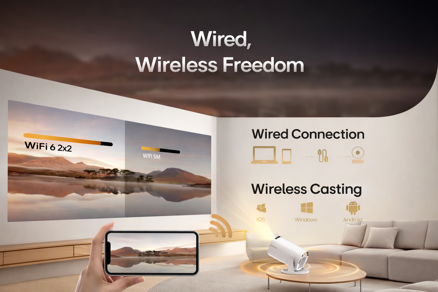 HY-300 Home Theatre Multimedia Projector with Highlight Coating Lens