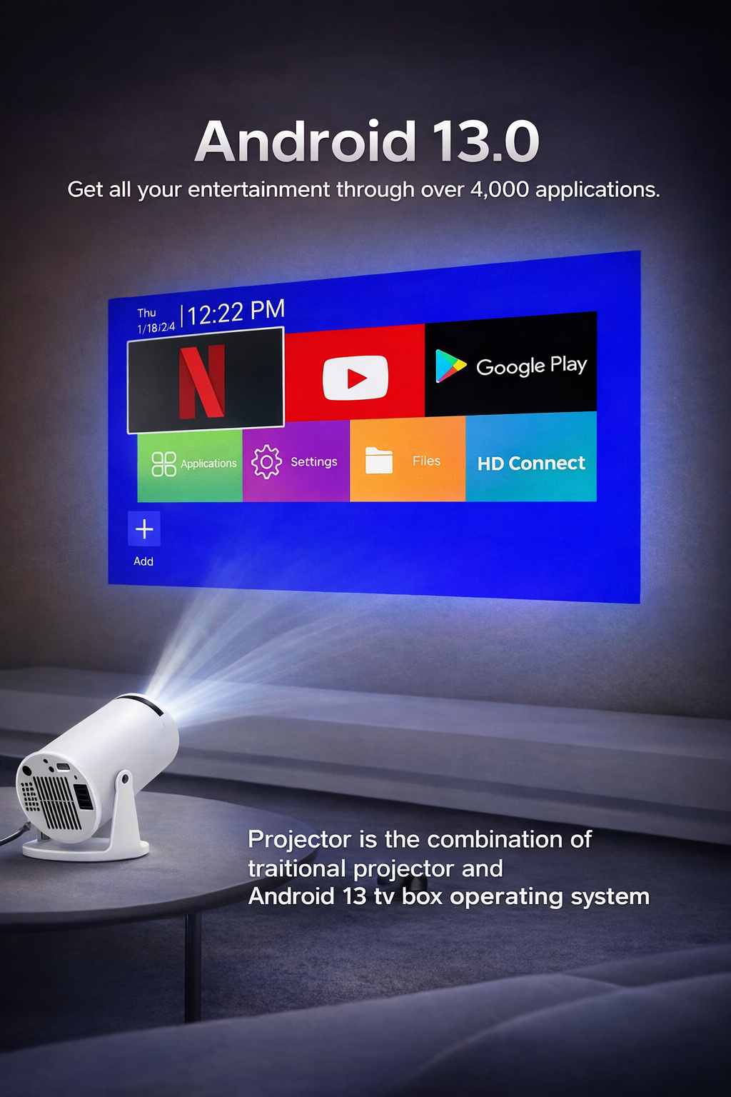 HY-300 Home Theatre Multimedia Projector with Highlight Coating Lens