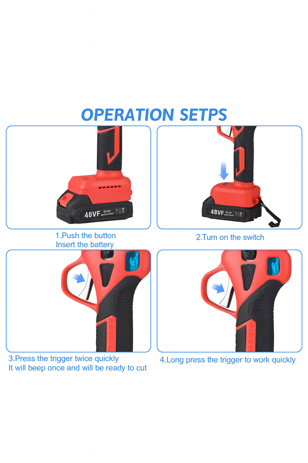 48V Cordless Electric Pruning Shears 2-Pack – 30mm Cut