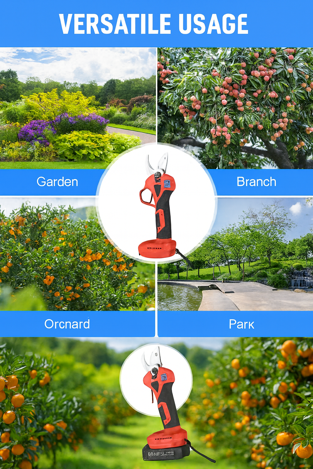 48V Cordless Electric Pruning Shears 2-Pack – 30mm Cut