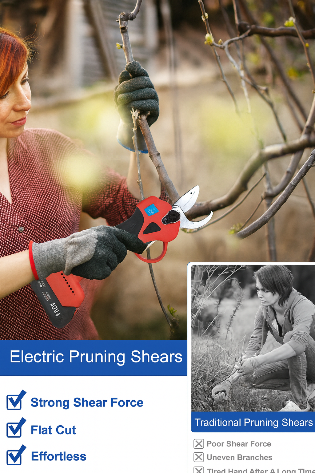 48V Cordless Electric Pruning Shears 2-Pack – 30mm Cut