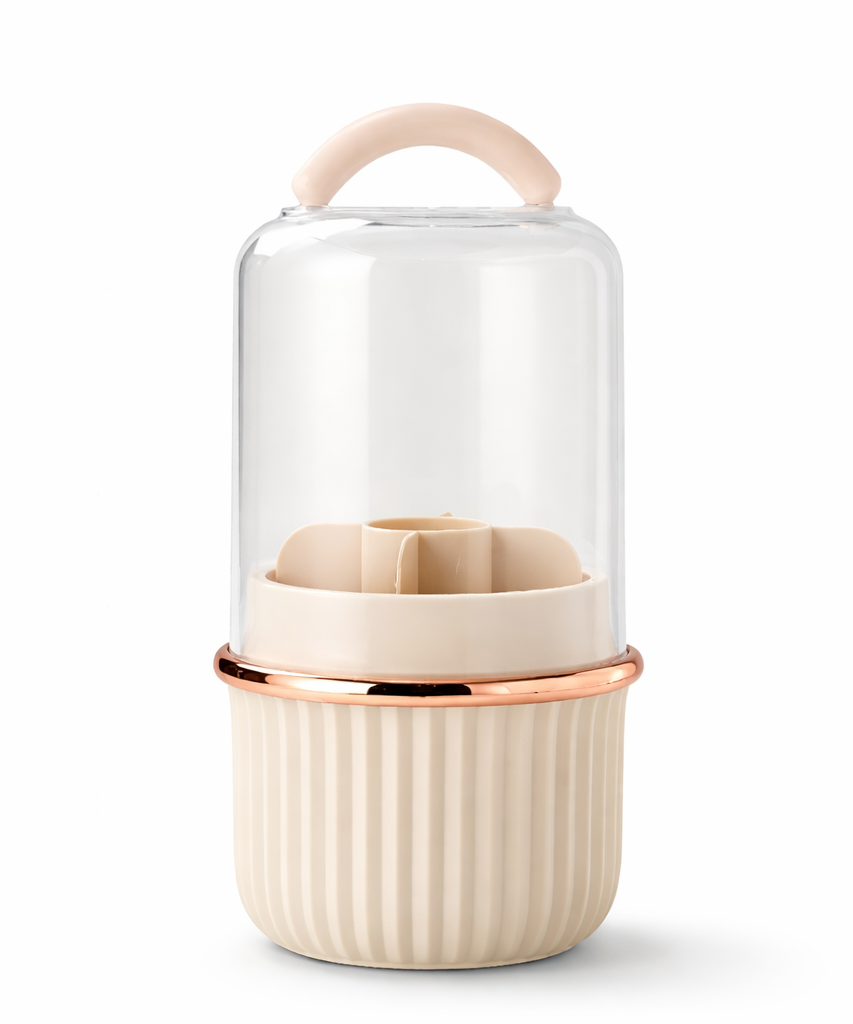 Rotating Makeup Brush Storage Bin 360 Degree Organizer with Dust Cover