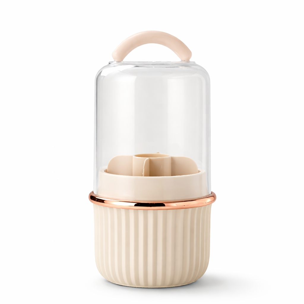 Rotating Makeup Brush Storage Bin 360 Degree Organizer with Dust Cover