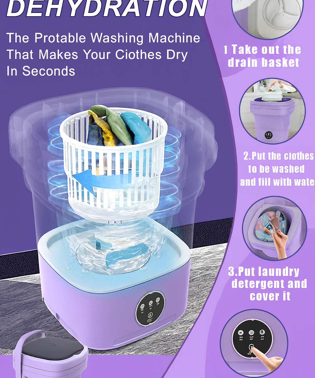 Portable Mini Washing Machine Compact Laundry Washer for Clothes Home