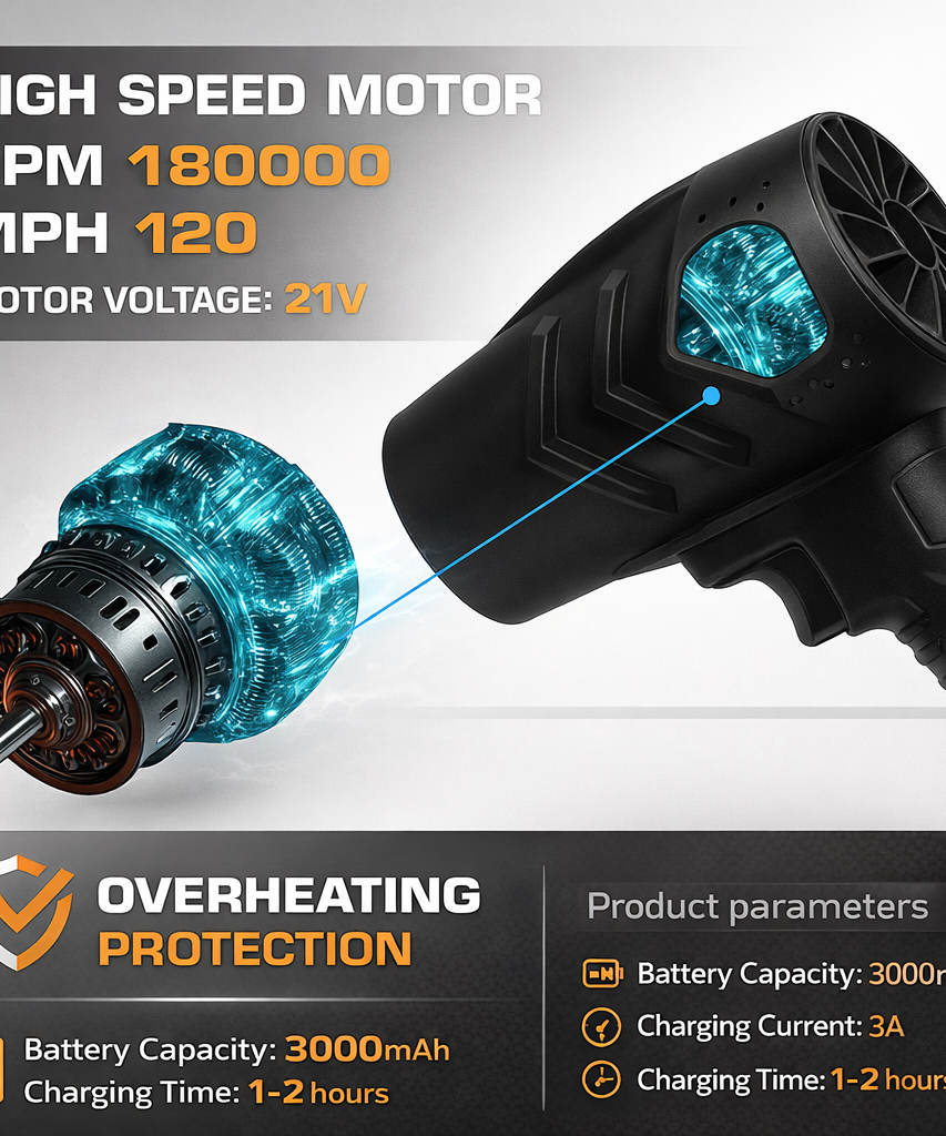 Cordless High Speed Electric Blower with Rechargeable Battery