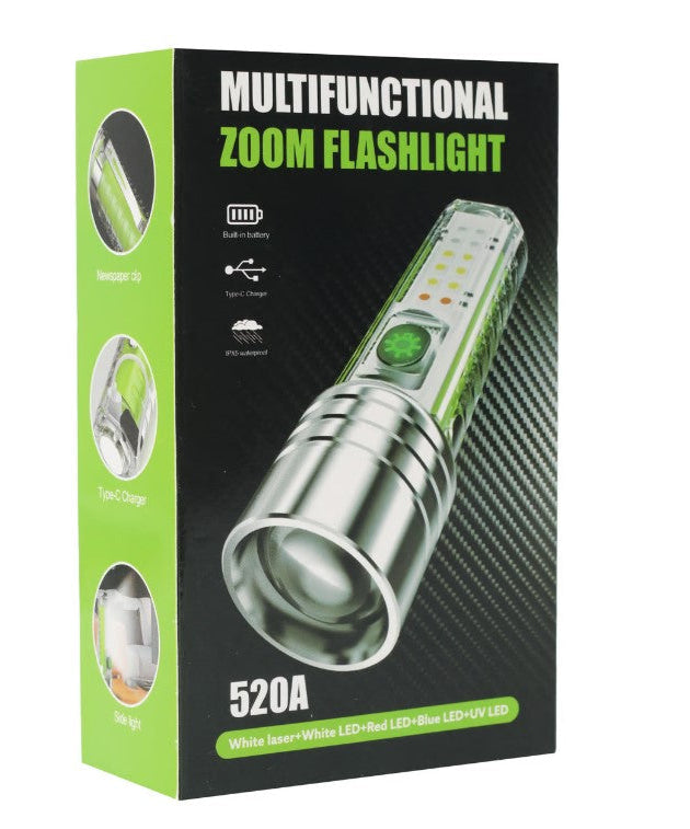Powerful Multi-function Rechargeable lens Flashlight
