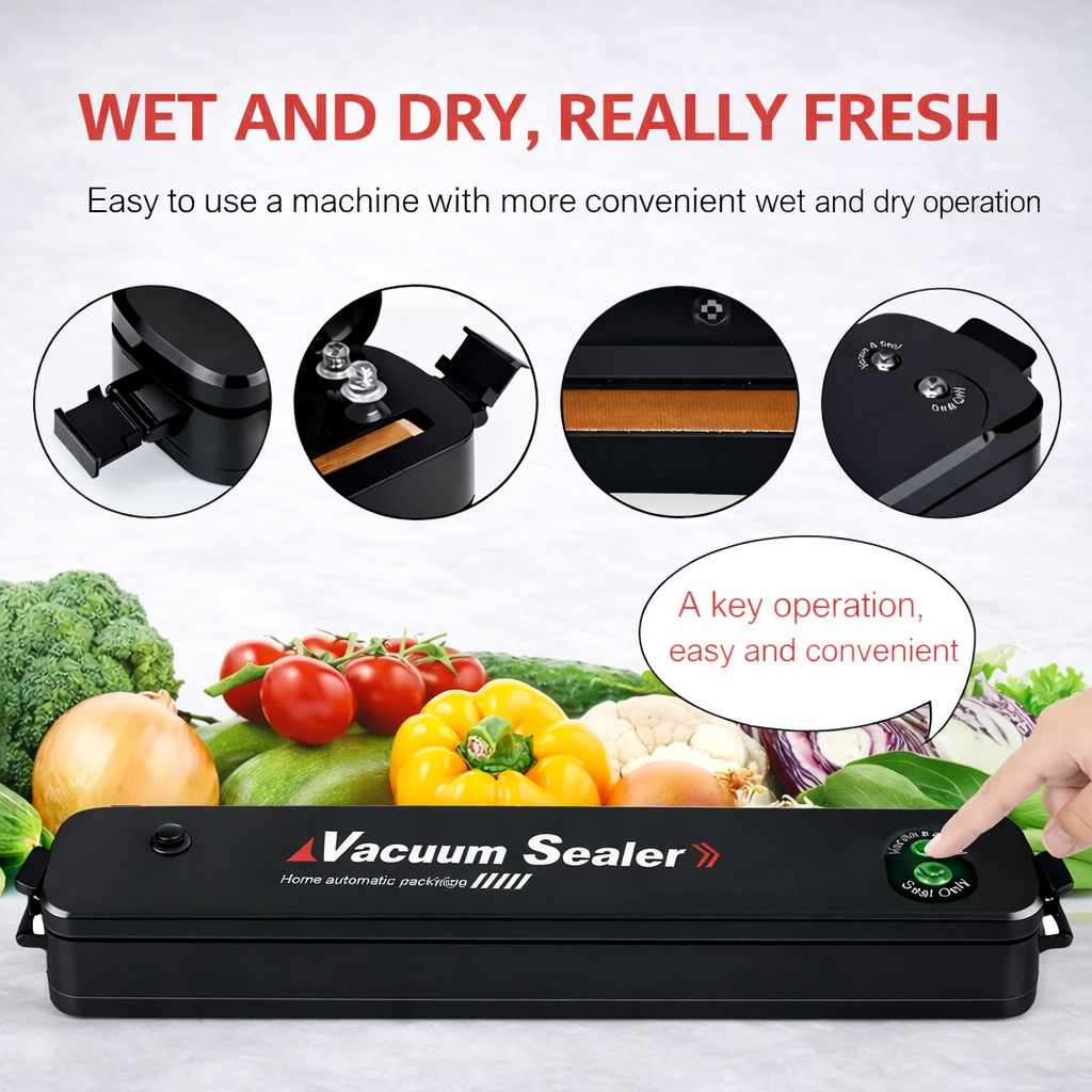 Vacuum Sealer Machine 90W Home Automatic Food Packing with 10 Bags