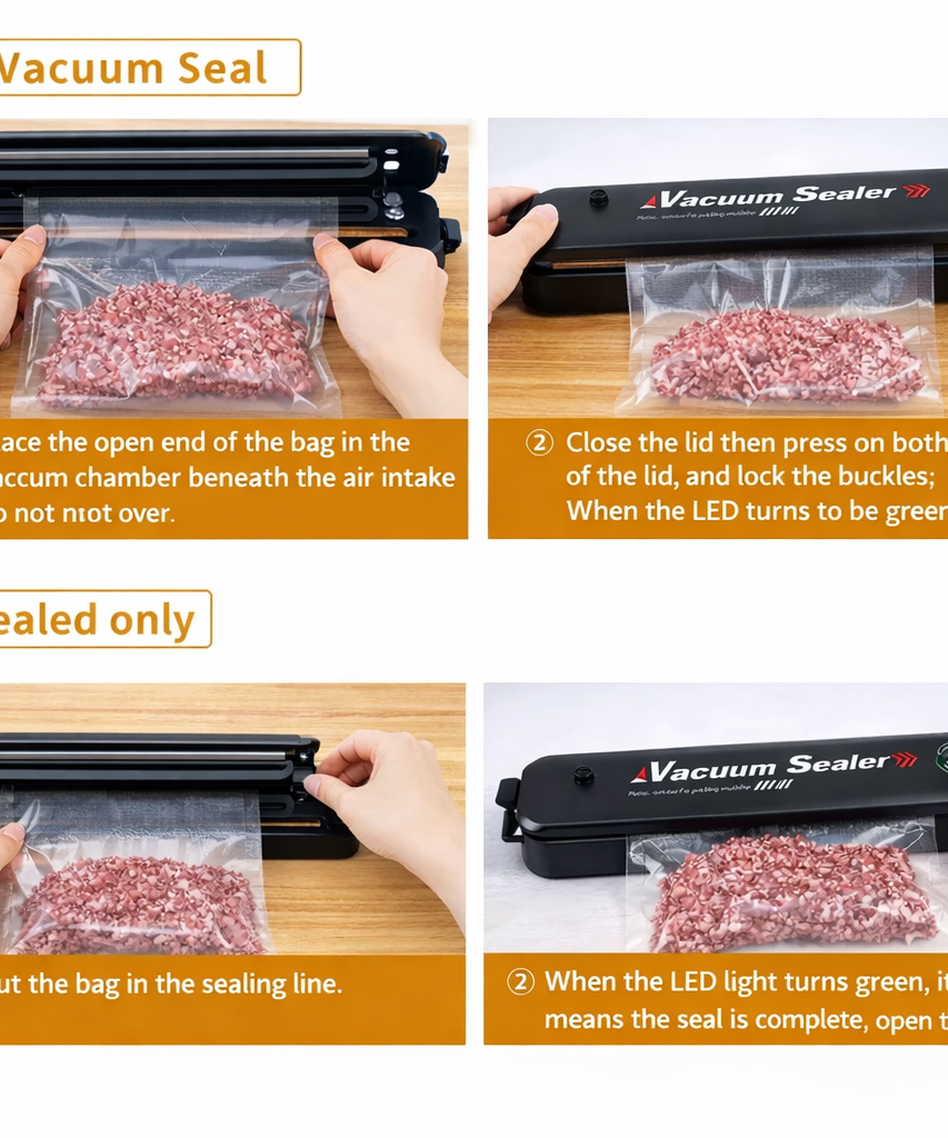 Vacuum Sealer Machine 90W Home Automatic Food Packing with 10 Bags