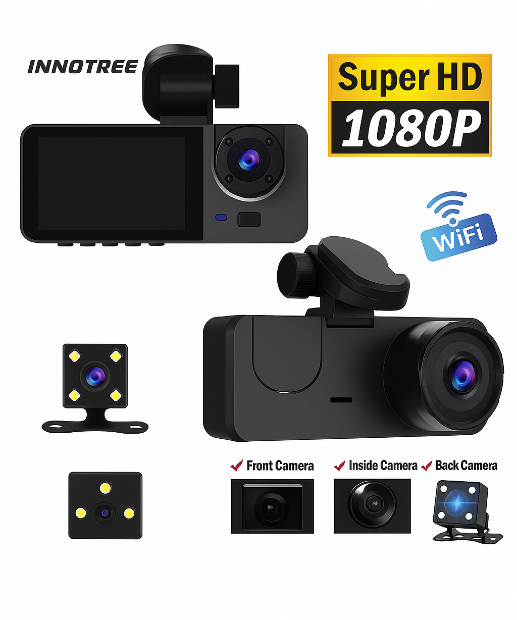 HD Vehicle Dash Camera DVR with 2.0" Screen, 170° Wide Angle, Loop Recording & G-Sensor