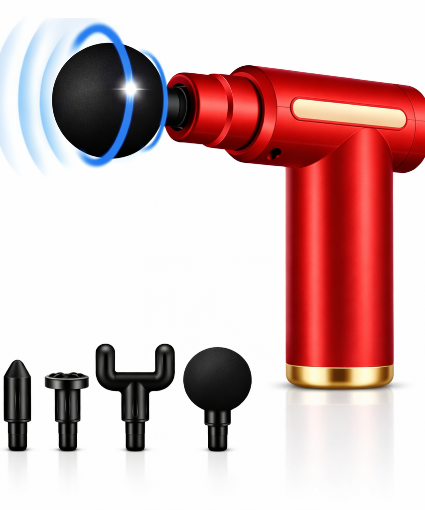 Massage Gun with Adjustable Intensity, 4 Interchangeable Massage Heads, USB Rechargeable