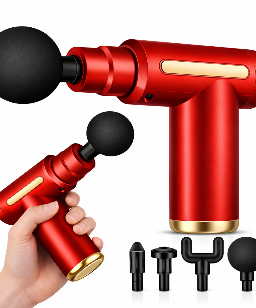 Massage Gun with Adjustable Intensity, 4 Interchangeable Massage Heads, USB Rechargeable