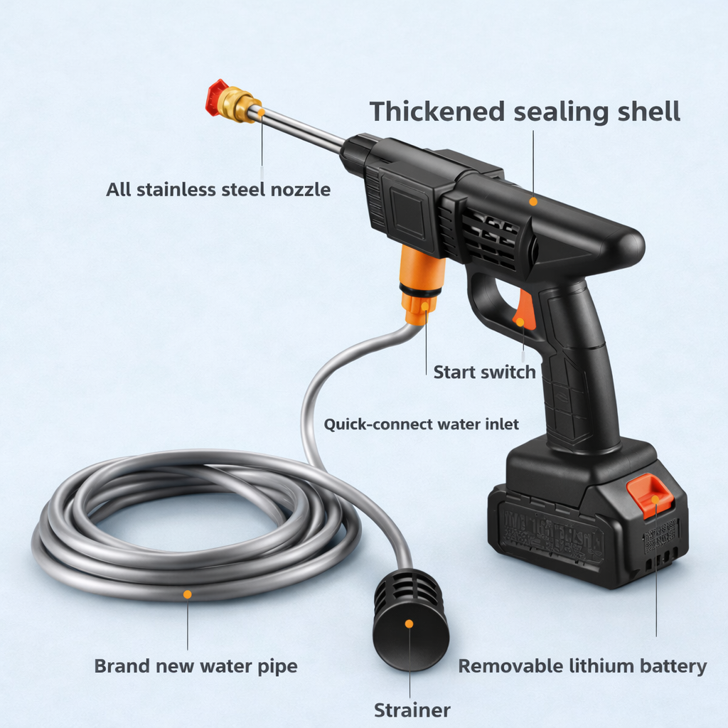 Cordless Pressure Washer Gun 68V – Portable Car Wash Kit