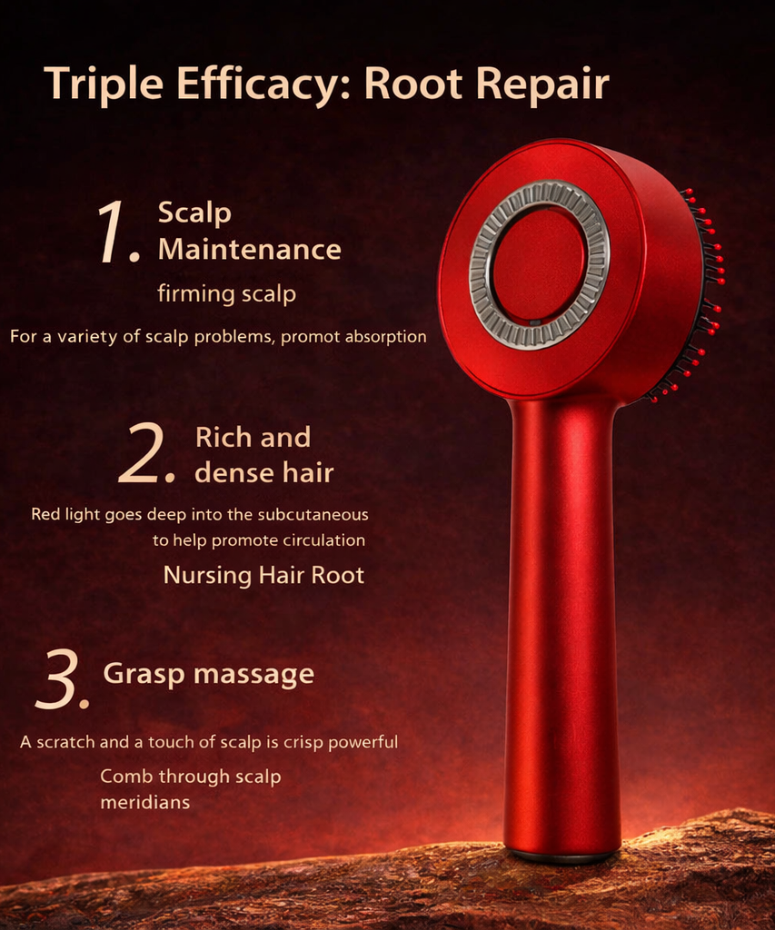 Electric Massage Comb with Red Light – USB Scalp Massager