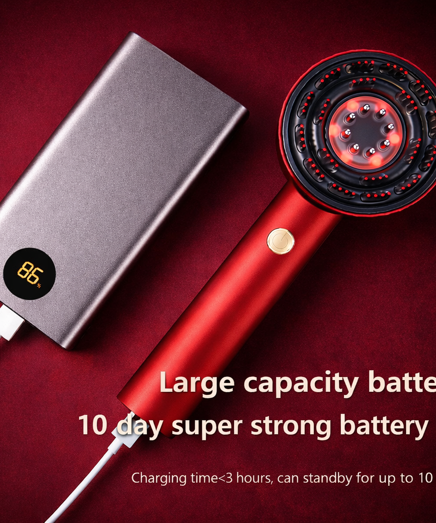 Electric Massage Comb with Red Light – USB Scalp Massager